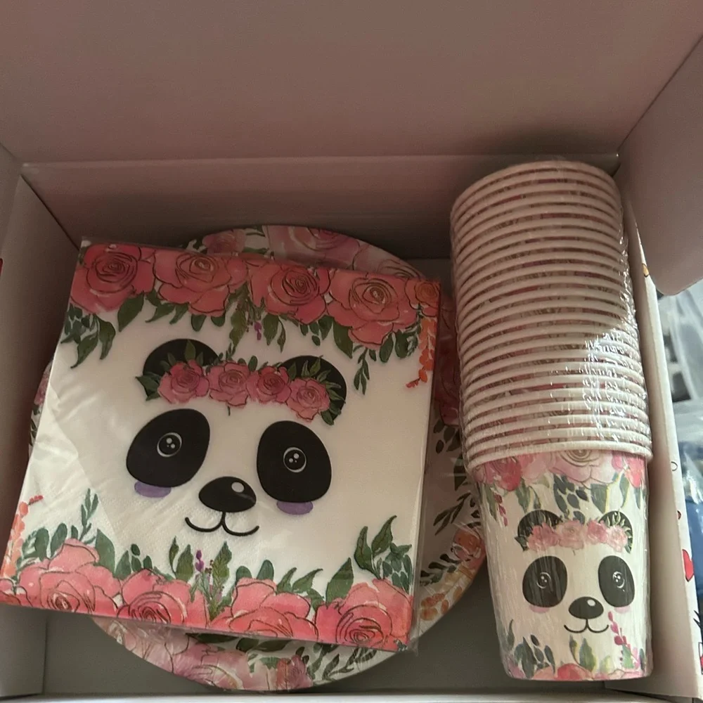 Panda 🐼 Birthday Baby 👶🏽 Shower Party 🥳 Supplies For Girls 👧🏻 Serve 24
